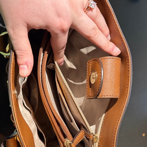 Michael Kors Cognac Saffiano Leather Satchel with Strap - Picture 5 of 5